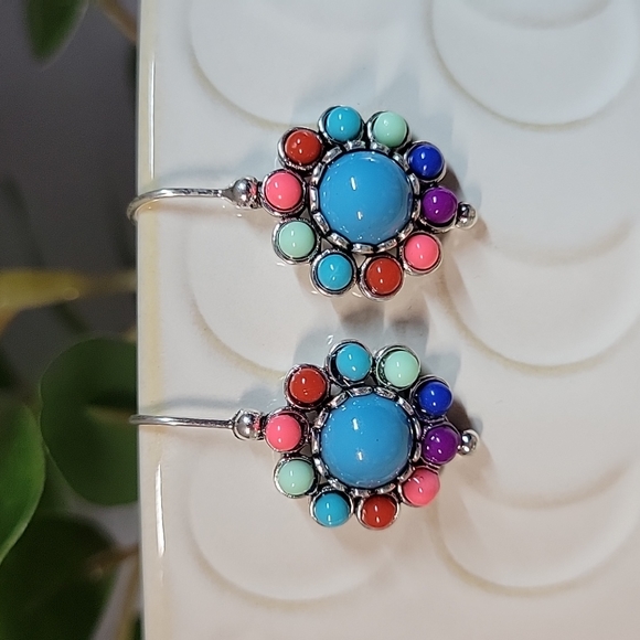 Jewelry - Sterling Silver Vibrant Hook Drop Earrings, S925